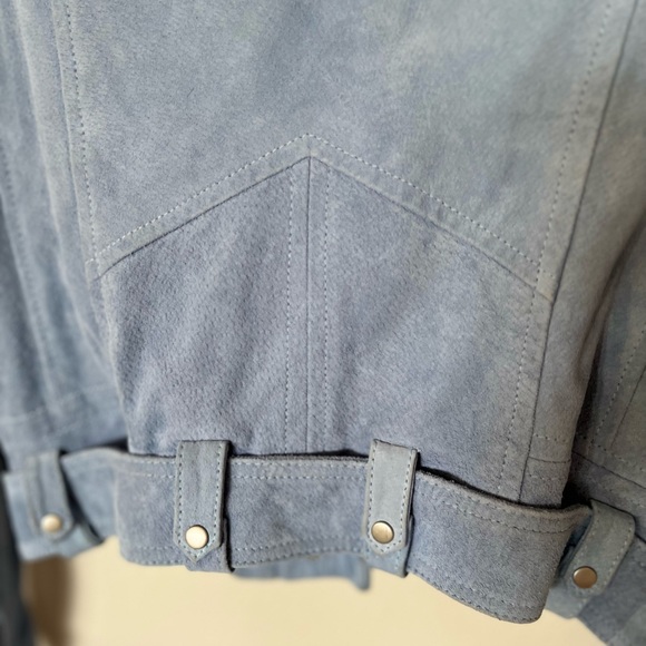 BlankNYC Genuine Suede Moto Jacket - Size Medium - Light Blue - Picture 11 of 17